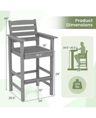 Patio Bar Stools Set of 4 Tall Adirondack Chair with Backrest Armrests & Footrests