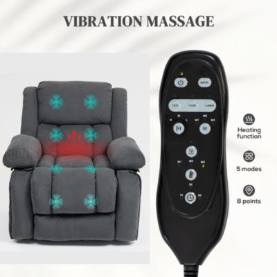 1-Pc PU Leather Power Lift Recliner with Vibration Massage and Heat – Recliner Chair