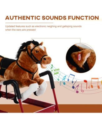 Plush Toddlers Spring Rocking Horse with Realistic Sounds,