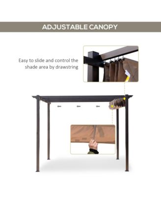 10' x 10' Pergola with Retractable Shade Canopy, Aluminum,