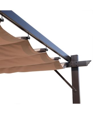 10' x 13' Pergola with Retractable Shade Canopy, Aluminum,