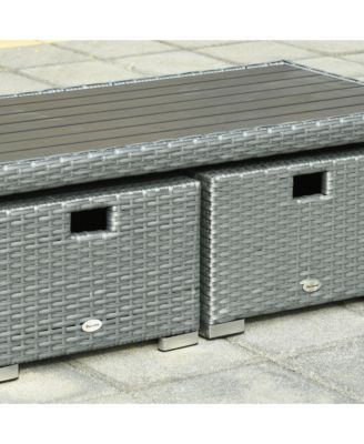 6-Piece Outdoor Rat Wicker Sofa Set w/ Gas Adjustable Sofa,