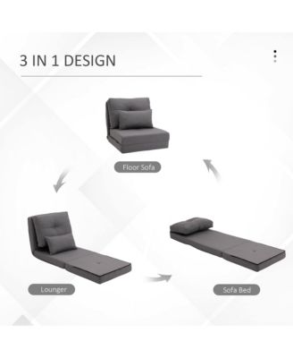 2-in-1 Floor Lazy Sofa with 5 Position Adjustable Backrest