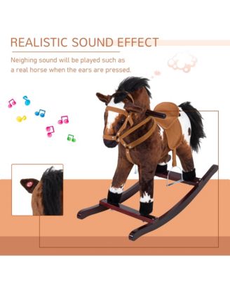 Kids Wooden Plush Ride-On Rocking Horse Chair Toy, /