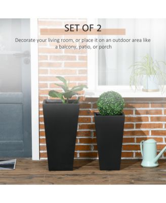 2-Pack MgO Flower Pots with Drainage Hole, Outdoor Planters