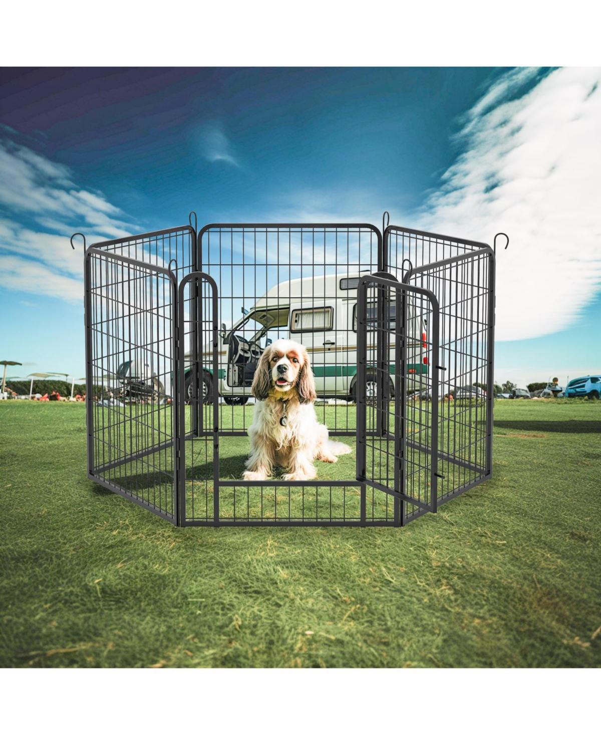 Metal Playpen with Door, 31.7&#x22;H - Black