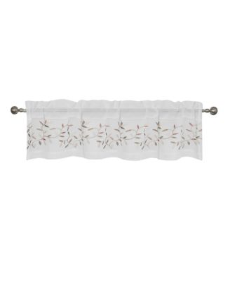 Shabby Sheer Embroidered Complete 3 Piece Floral Rod Pocket Cafe Kitchen Curtain Tier & Valance Set