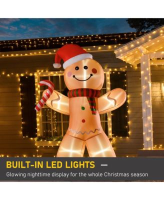 8 ft Inflatable Gingerbread Man Outdoor Holiday Display w/ LED Lights