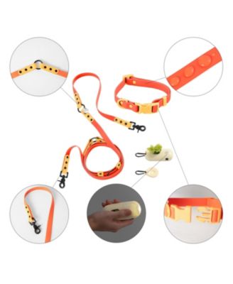 Luna 8FT Adjustable 6-in-1 Waterproof Hands-Free Leash and Collar with LED Flashlight, Bag Dispenser, and Poop Bag Holder