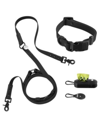 Luna 8FT Adjustable 6-in-1 Waterproof Hands-Free Leash and Collar with LED Flashlight, Bag Dispenser, and Poop Bag Holder