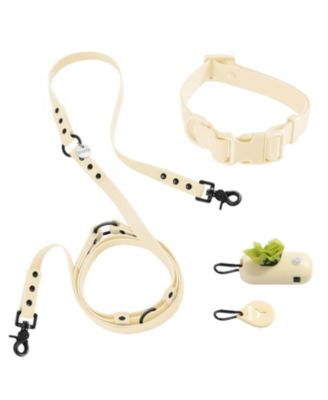 Luna 8FT Adjustable 6-in-1 Waterproof Hands-Free Leash and Collar with LED Flashlight, Bag Dispenser, and Poop Bag Holder