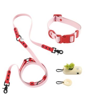 Luna 8FT Adjustable 6-in-1 Waterproof Hands-Free Leash and Collar with LED Flashlight, Bag Dispenser, and Poop Bag Holder