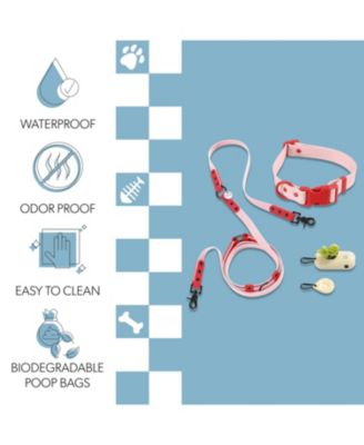 Luna 8FT Adjustable 6-in-1 Waterproof Hands-Free Leash and Collar with LED Flashlight, Bag Dispenser, and Poop Bag Holder