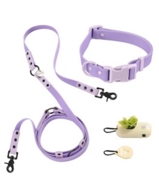 Luna 8FT Adjustable 6-in-1 Waterproof Hands-Free Leash and Collar with LED Flashlight, Bag Dispenser, and Poop Bag Holder