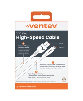 Flat USB-A to Apple Lightning High Speed Tangle-Free 3 Foot Cable