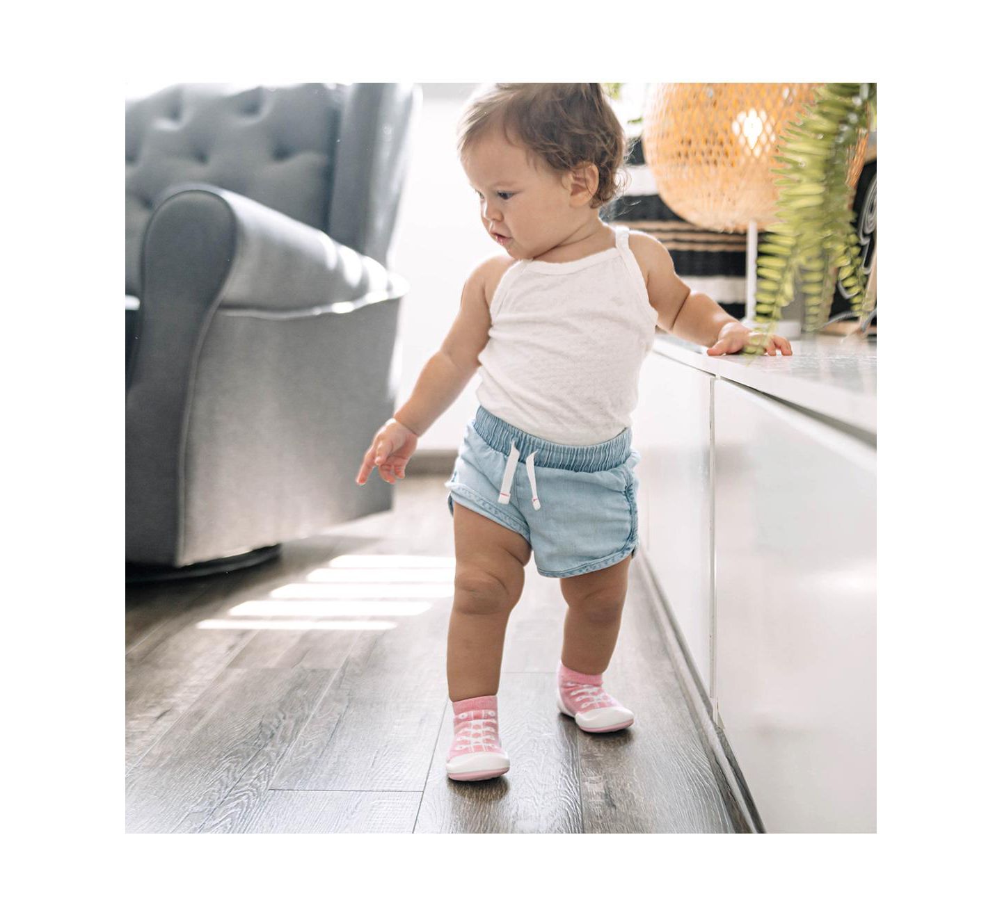 Кроссовки Komuello Breathable Washable Non-Slip Sock Shoes Sneakers - Pink для девочек-малышей, цвет: Розовый — фото 9