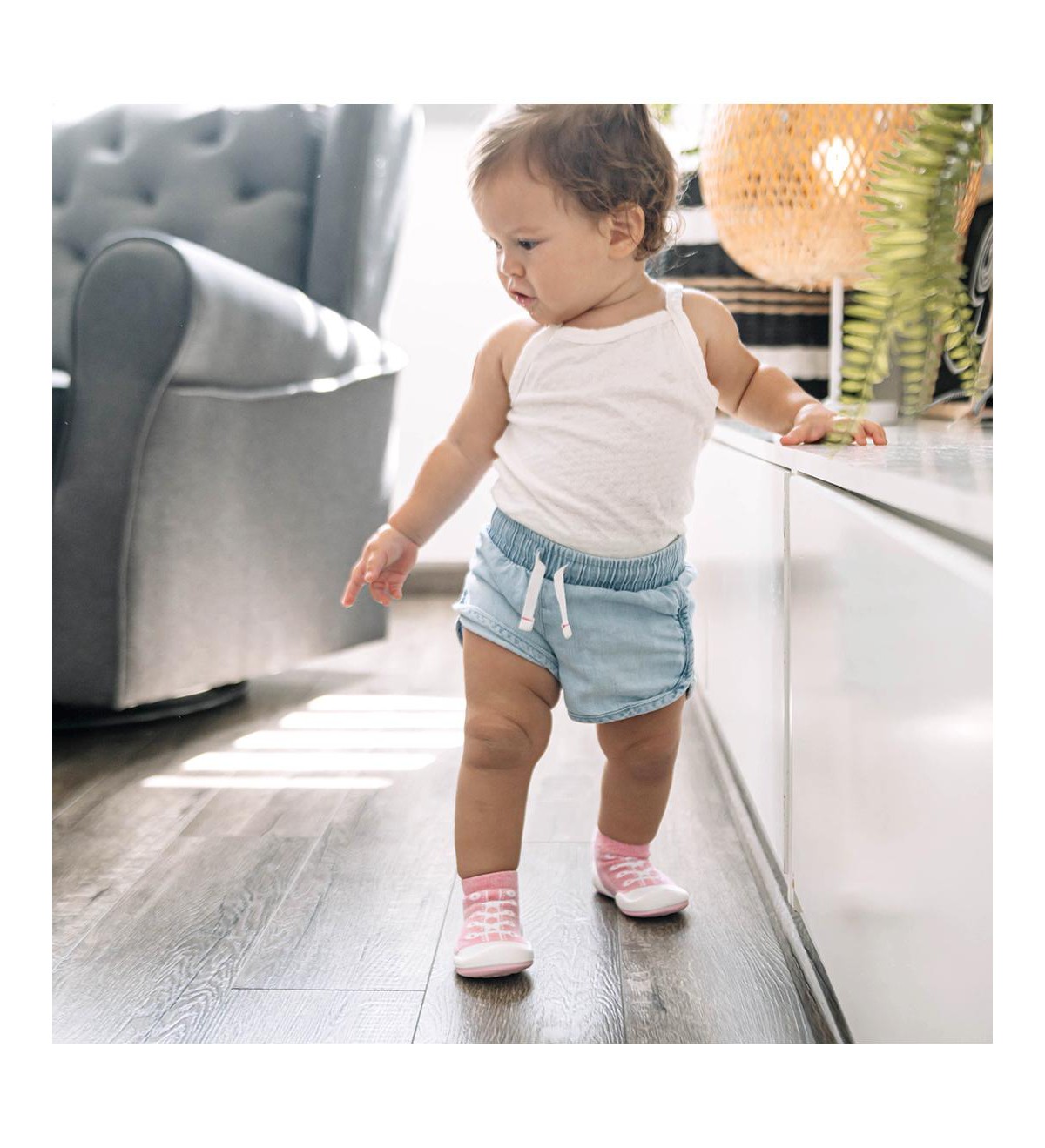 Детские Komuello Infant Girl Breathable Washable Non-Slip Sock Shoes Sneakers - Pink — фото 10
