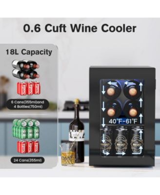 24 Cans Mini Fridge Cooler, Beverage Refrigerator Countertop Drink Cooler for Soda, Canned Beer, Adjustable Digital Temperature Control for Home Dorm Office, Black