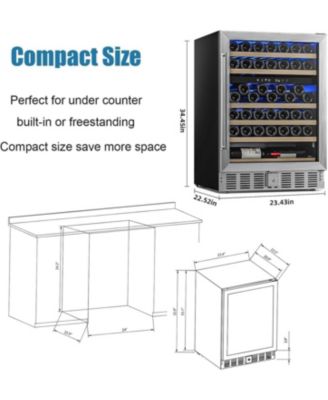 5.0 Cu. Ft. Dual Zone 26.5–64°F Beverage Cooler Refrigerator Countertop with Lock, Glass Door, Holds 150 Cans, Wine Shelves