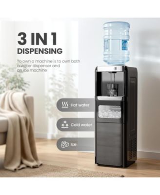 Water Cooler with Ice Maker &amp;#x2013; 33lbs/Day, Fits 2&amp;#x2013;5 Gallon Bottles, Child Lock, Energy-Saving, for Home &amp; Office
