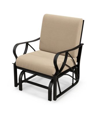 2 Pieces Patio Glider Chair Outdoor Metal Glider with Seat and Back Cushions Backyard Poolside