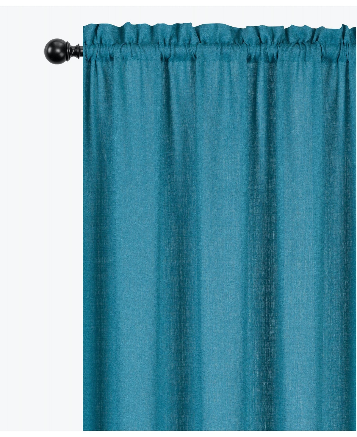 Semi Sheer Flax Styled Turquoise Rod Pocket Single Window Curtain Panel - 52 in. W x 84 in. L - Blue