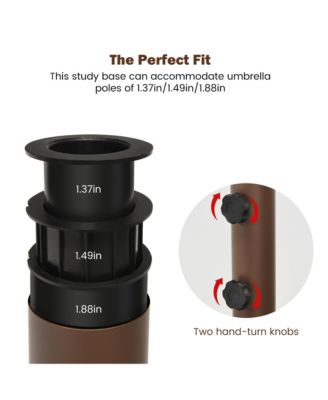 Round Weighted Patio Umbrella Base Stand 59 lbs w/ 3 Adapters