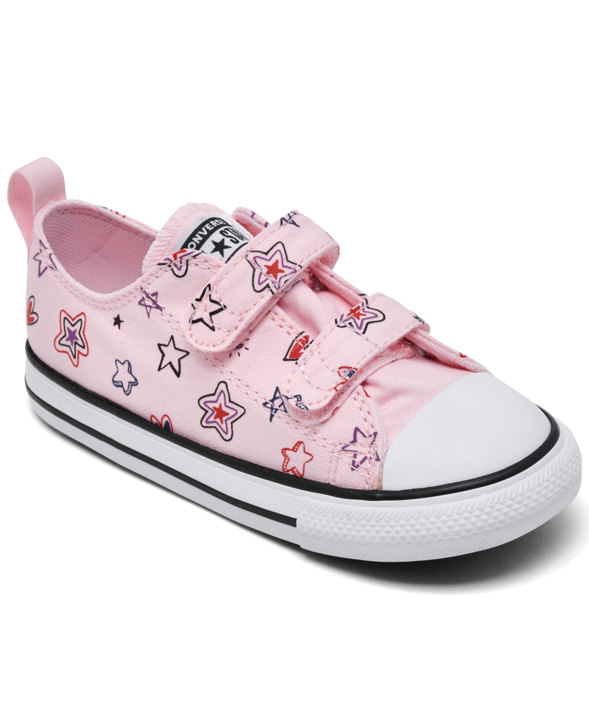 Converse Toddler Girls Chuck Taylor All Star Doodles 2v Stay-put Closure Strap Low Top Casual Sneakers From F In Pink