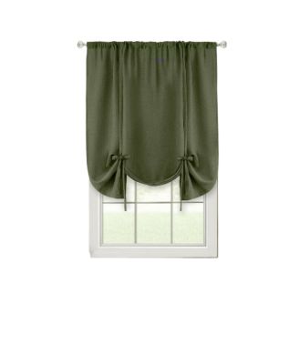 Shabby Linen Farmhouse Sheer Flax Curtain Tie Up Single Window Curtain Shade - 42 in. W x 63 in. L, Toast