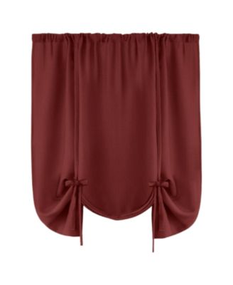 Shabby Linen Farmhouse Sheer Flax Curtain Tie Up Single Window Curtain Shade - 42 in. W x 63 in. L, Toast