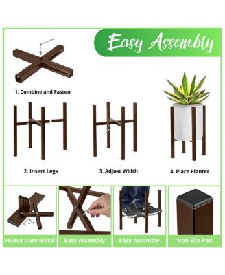 2 Pack Adjustable Metal Plant Stand – Mid Century Style Flower Pot Holder, 10 to 16 Inches Planter Stand for Modern Home D&eacute;cor, Houseplants