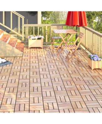 Acacia Deck Tiles Checker 12"x12" Yellow 30-Pack