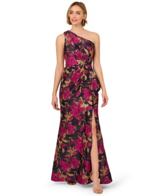 Adrianna Papell - Women's Jacquard One-Shoulder Gown