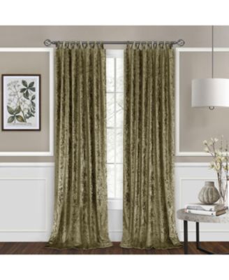 Park Avenue 2 Piece Criss-Cross Tab Top Velvet Window Curtain Panels - 84 in. Long - Moss