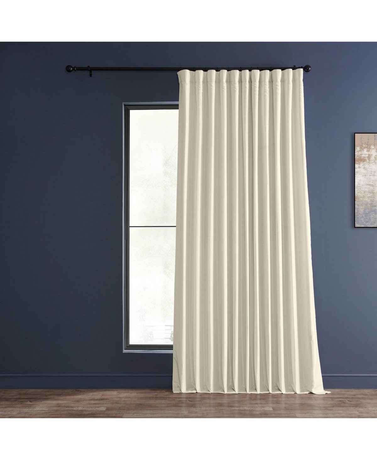 Half Price Drapes Silver Extra Wide Vintage Textured Faux Dupioni Silk Blackout Curtain