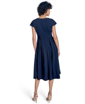 Women's Scuba Crepe Square-Neck Fit & Flair Dress