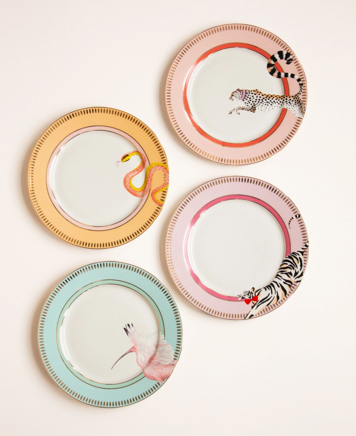 Yvonne Ellen Animal Side Plates, Set Of 4 In Multi