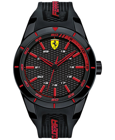 Scuderia Ferrari Mens Redrev Black Silicone Strap Watch 44mm 0830245