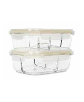 2-Pack Three Compartment Glass Storage Set