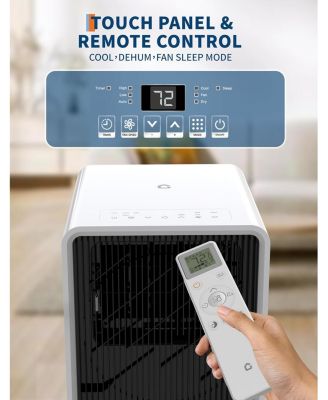 14,000 BTU Portable AC with Remote, 3-in-1 Drainage-Free Unit, Dehumidifier & Fan, Black