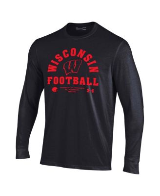 Men's Black Wisconsin Badgers 2025 Sideline Football Performance Cotton Long Sleeve T-Shirt