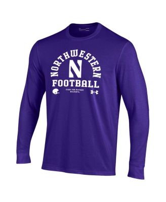 Men's Purple Northwestern Wildcats 2025 Sideline Football Performance Cotton Long Sleeve T-Shirt