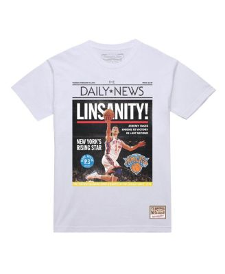Men's Jeremy Lin White New York Knicks Newspaper T-Shirt