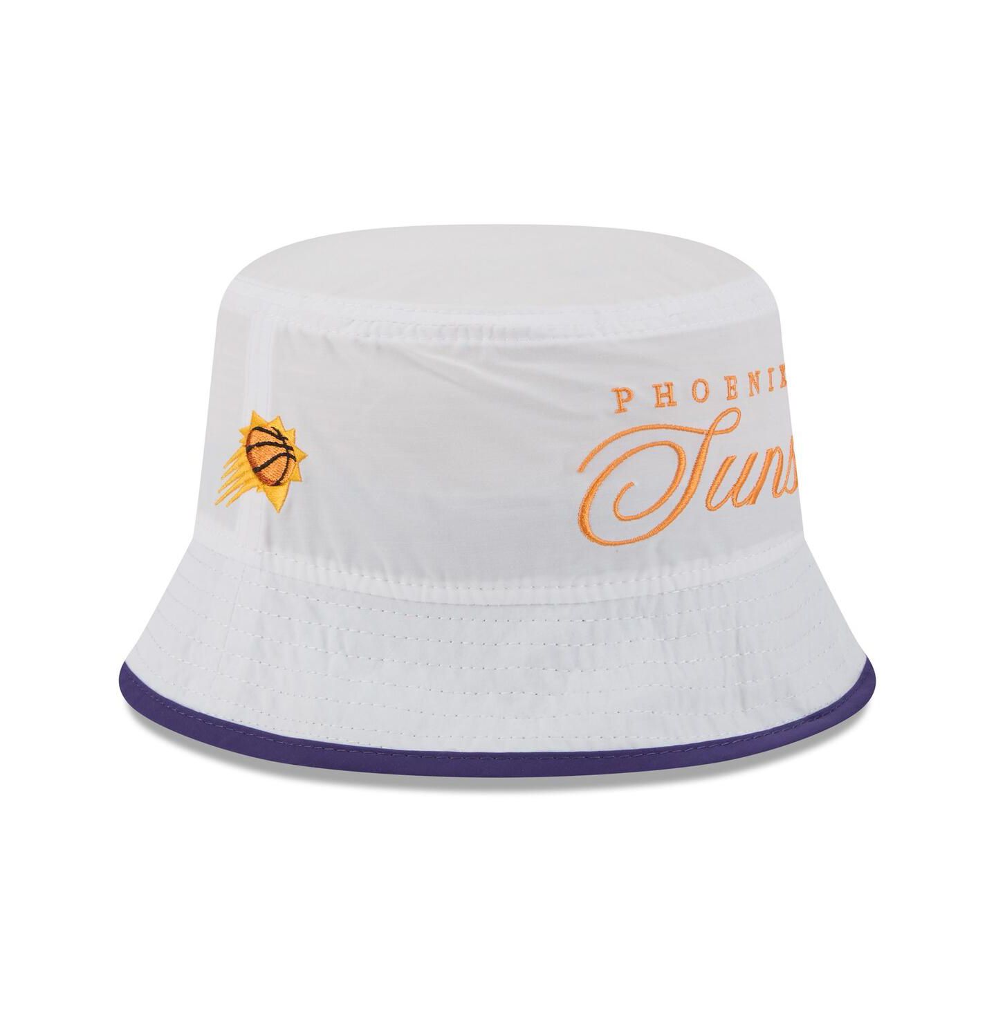 Мужская панама New Era White/Purple Phoenix Suns 2025 NBA Draft Nylon Bucket Hat — фото 1