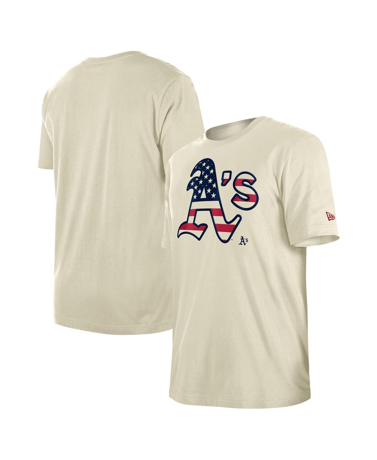 Men's Cream Athletics Americana Flag Fill T-Shirt - Cream