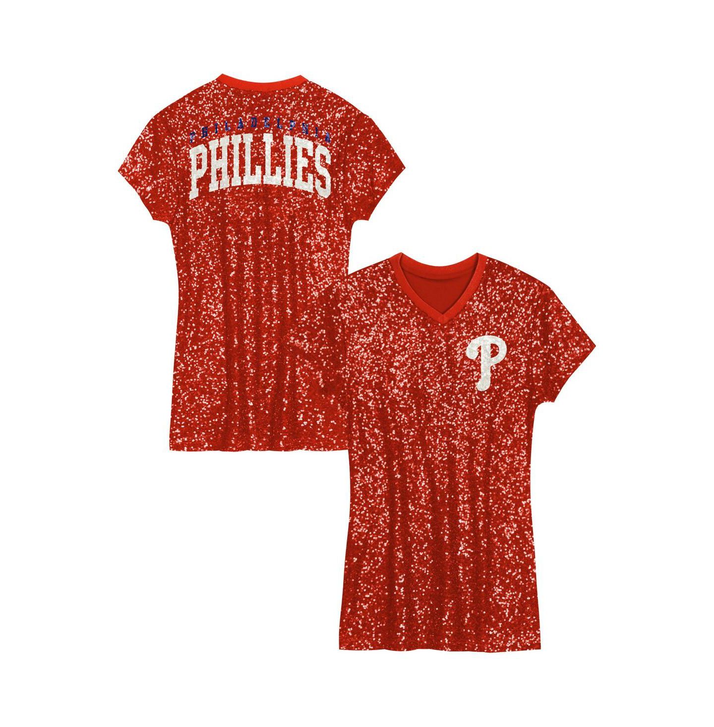 Платье Outerstuff Red Philadelphia Phillies Sequin V-Neck Dress для девочек — фото 1