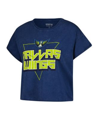 Women's&nbsp;Navy Dallas Wings Rock N Roll Collection Gwen Mineral Wash Cropped T-Shirt