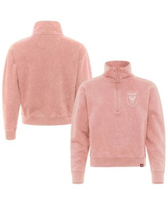 Sportiqe - Women's&nbsp;Pink Inter Miami CF Iggy Washed Cropped Quarter-Zip Pullover