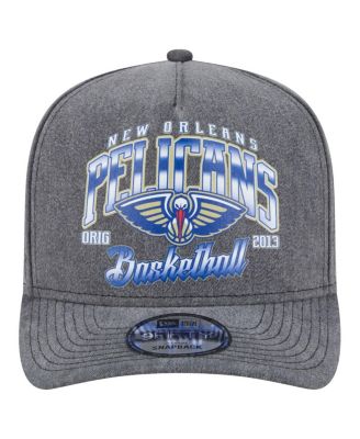 Men's Charcoal New Orleans Pelicans Throwback Washed Pre-Curved 9FIFTY Snapback Hat