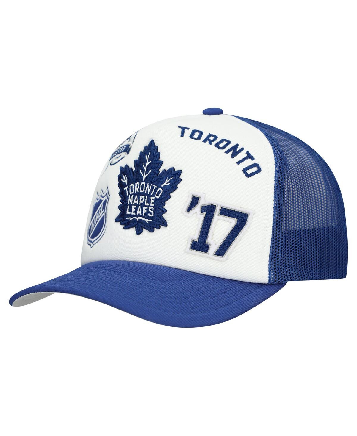 Men's White/Blue Toronto Maple Leaf's Gridlock Trucker Adjustable Hat - White, Blue